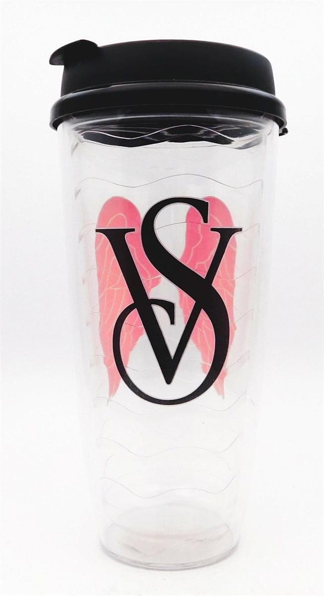 VICTORIA'S SECRET ANGEL HOT/COLD WATER BOTTLE/CUP/TUMBLER CLEAR WITH LOGO 24 OZ. 