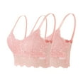 thumbnail image 1 of 2 piezas de sujetador de encaje con tirantes sólidos para mujer, ropa interior de poliéster con huecos, 1 of 1