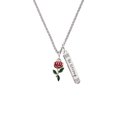 thumbnail image 2 of Delight Jewelry Silvertone Red Rose Flower Silvertone Be Strong and Courageous Bar Charm Necklace, 23", 2 of 4