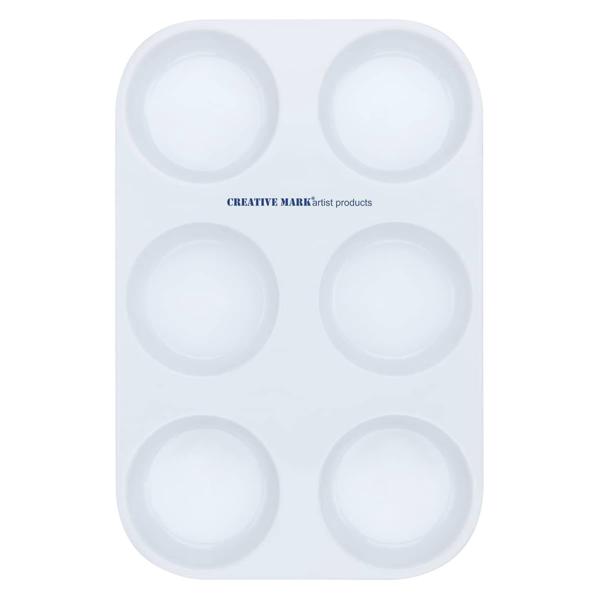 Creative Mark 6‑Well Plastic Muffin Tray for Art Paint, Pack of 12, Reusable 60ml Oversized Paint Wells for Acrylic Watercolor & Gouache, Durable, Easy-Clean Palette Tray for Artists & Craft Supplies