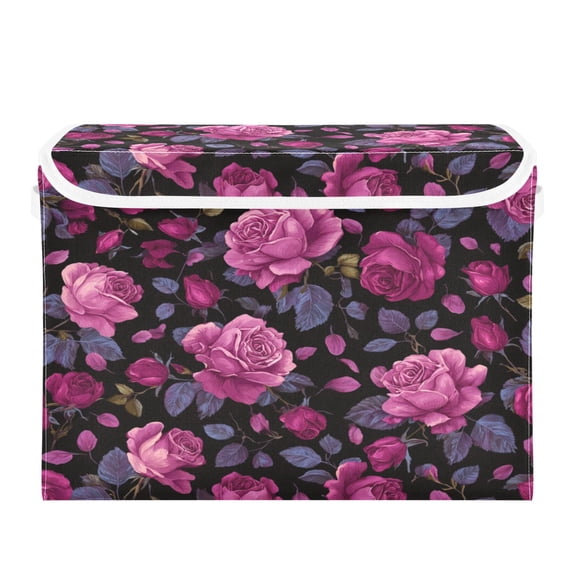Storage Box With Lid 16.5x12.6x11.8In Foldable Stacked Household Storage Box Beautifui Rose Pink