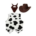 thumbnail image 2 of LiiYii 3Pcs Kids Cowboy Outfit Cowgirl Cow Printed Vest with Bandanna And Hat Set Coffee 16, 2 of 4