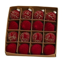 Hvmvliv Christmas Ornaments 16Pc 2.34inch Velvet Christmas Balls Decorations Flocked Home Indoor Ornaments Shatterproof Mini Xmas Balls Hanging for Christmas Tree Red