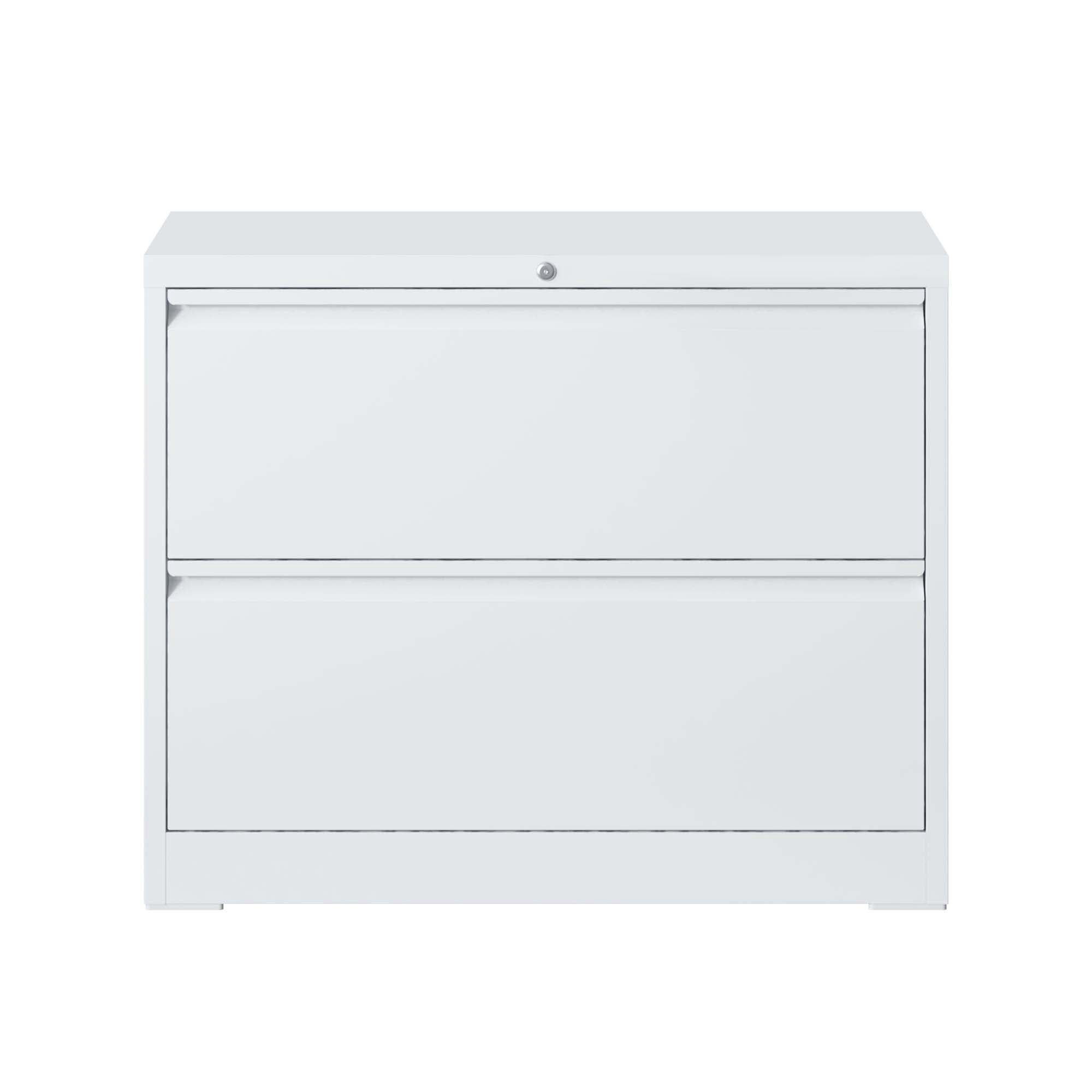 Xukmct Lateral File Cabinet with Lock, Lockable File Cabinet for Home Office, 2 Drawer Locking Metal File Cabinet for Letter/A4/F4 Size, White