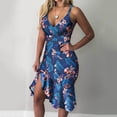 thumbnail image 3 of Femmes Été V Cou Sans Manches Imprimé Couleur Casual Robe Volant, 3 of 4