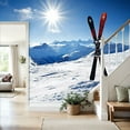 thumbnail image 4 of Prxcm Peel and Stick Canvas Wallpaper Pair red skis crossed wedged snow mountain Art Wall Mural Decor Self Adhesive and Removable 100"x 144", 4 of 5