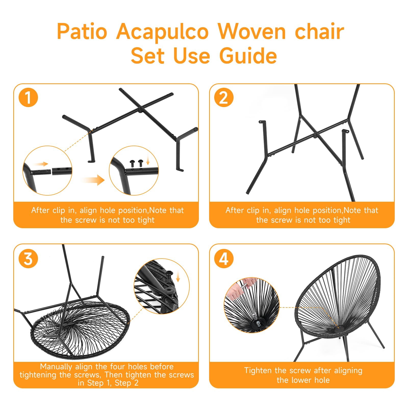 Dovov 3 Piece Patio Acapulco Furniture Bistro Set, Outdoor Bistro Set Acapulco Chairs All-Weather Rattan Wicker Chairs with Plastic Rope and Coffee Table, Black