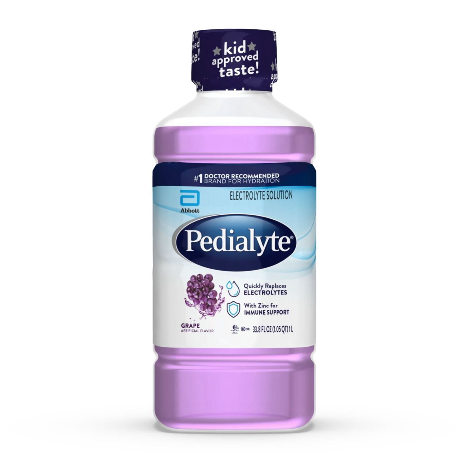 (6 pack) Pedialyte Electrolyte Drink, For Kids & Adults, Grape, 1 Liter