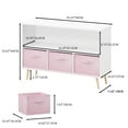 thumbnail image 3 of Bananova Kids Storage Cabinet with Fabric Bins, Toy Organizer Shelf with 3 Drawers, Children Storage Unit with Pine Legs for Playroom Bedroom, Pink, 3 of 7