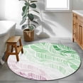 thumbnail image 3 of Ombre Green Pink Round Area Rug 4Ft Washable Circle Rugs for Bedroom Dining Room, Summer Coastal Ocean Sea Beach Wave Non-Slip Carpet Floor Mats Indoor Outdoor Carpet Runner Aesthetic Home Decor, 3 of 8