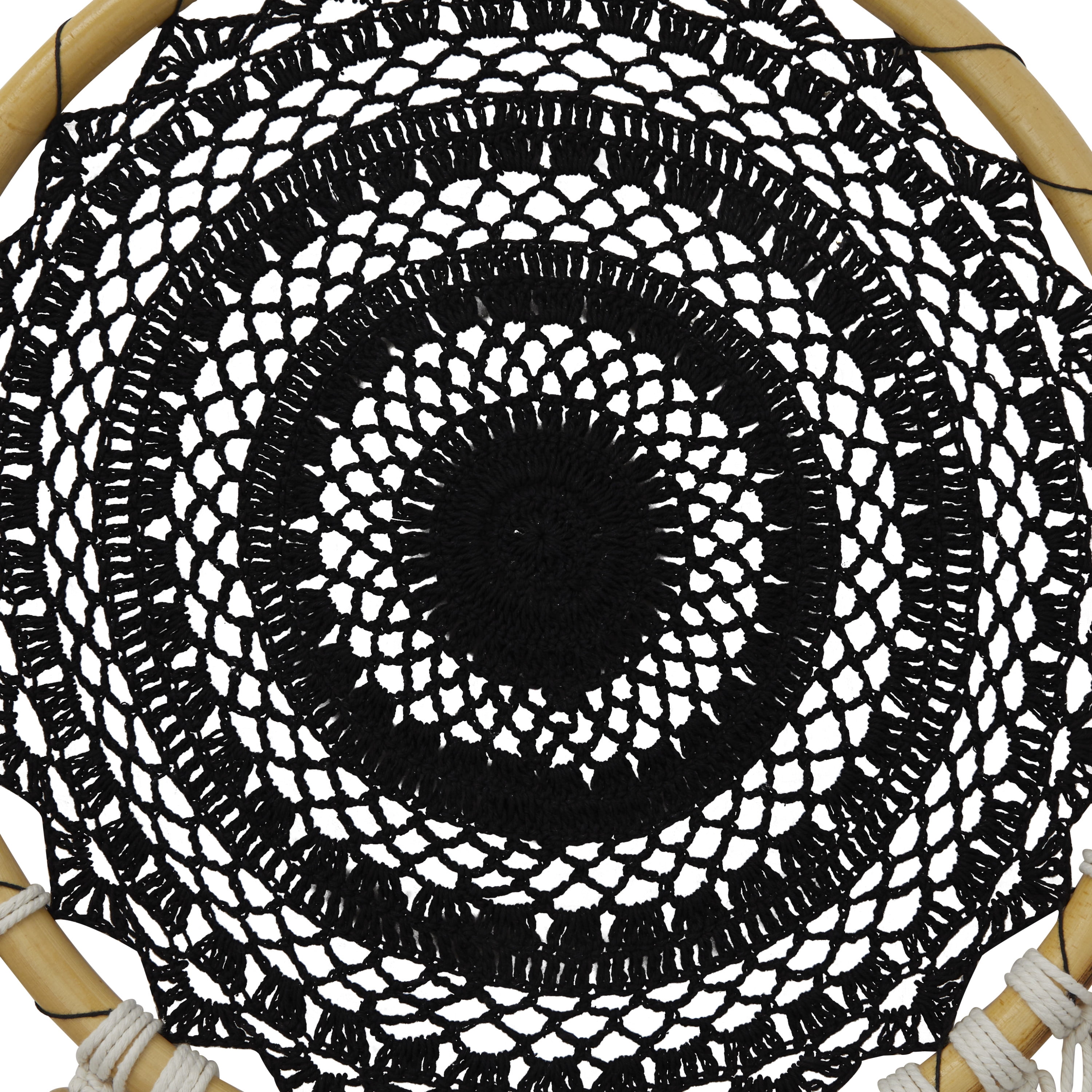 Solid Handmade Intricately Woven Macrame 16" x 42" Dreamcatcher Wall Decor with Beaded Fringe Tassels, by DecMode