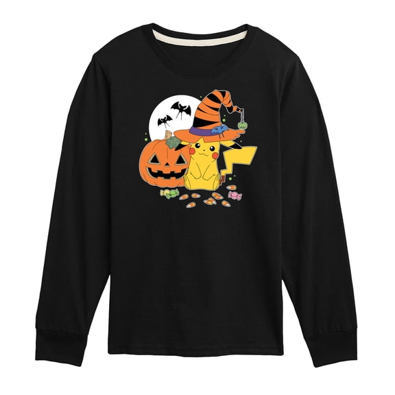 Pokémon - Witch Pikachu With Candy - Youth Long Sleeve Graphic T-Shirt