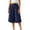 Navy #006, variant on Women's Linen Capri Pants Flowy Wide Leg Drawstring Culottes Summer Pleated Loose Elastic Waist Pants with Pockets, S
