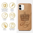 thumbnail image 4 of Case Yard Wooden Case Outside Soft TPU Silicone, Slim Fit Shockproof Wood Protective Phone Cover for Girls Boys Men and Women, Supports Wireless Charging King Crown Design case for iPhone-11, 4 of 7