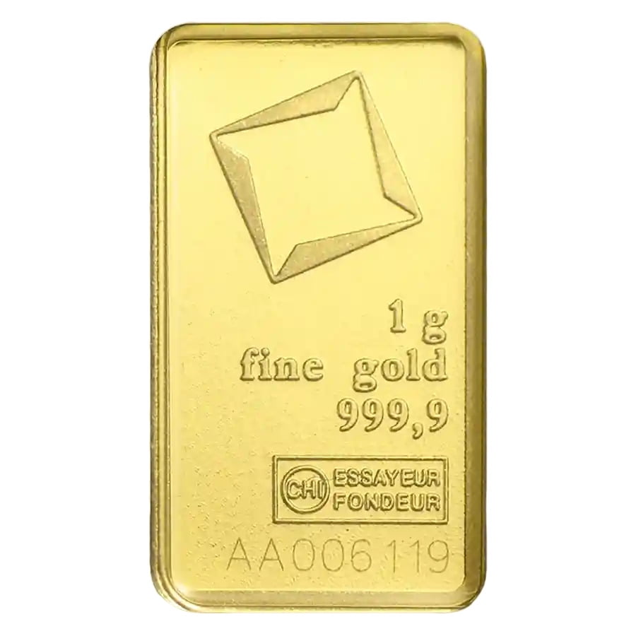 1 gram Gold Valcambi Bar w/ Assay - Lot of 5