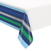 Rectangular 54" x 84" Green/Blue Stripe Table Cover, by Way To Celebrate