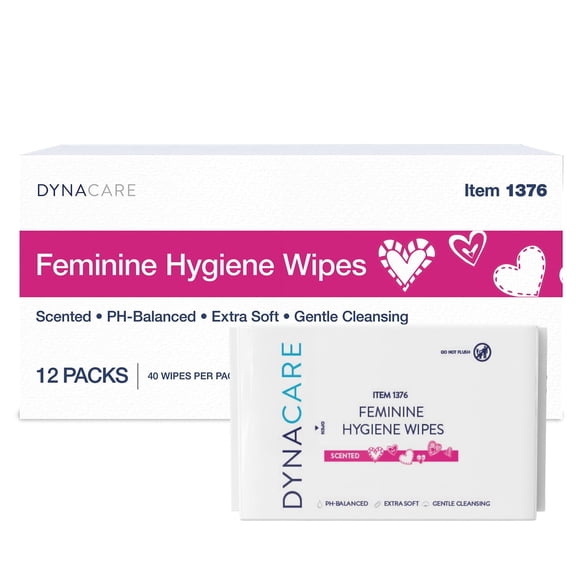 Dynarex HerCare Feminine Wipes, Extra Soft and Gentle Personal Care Wipes, Scented, 480 Count