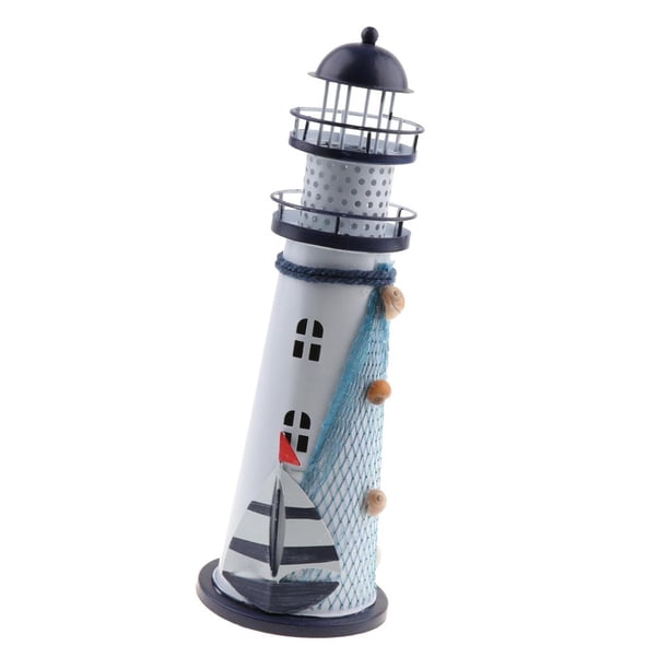 Faro náutico Adornos De Mesa De Decoración De Vela De Faro Náutico Mediterráneo De Hierro L Magideal Faro Náutico
