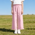 thumbnail image 4 of Antinious Children Girls Solid Elastic Waist Multi Outer Pockets Ruffle Versatile Full Length Pants, 4 of 5