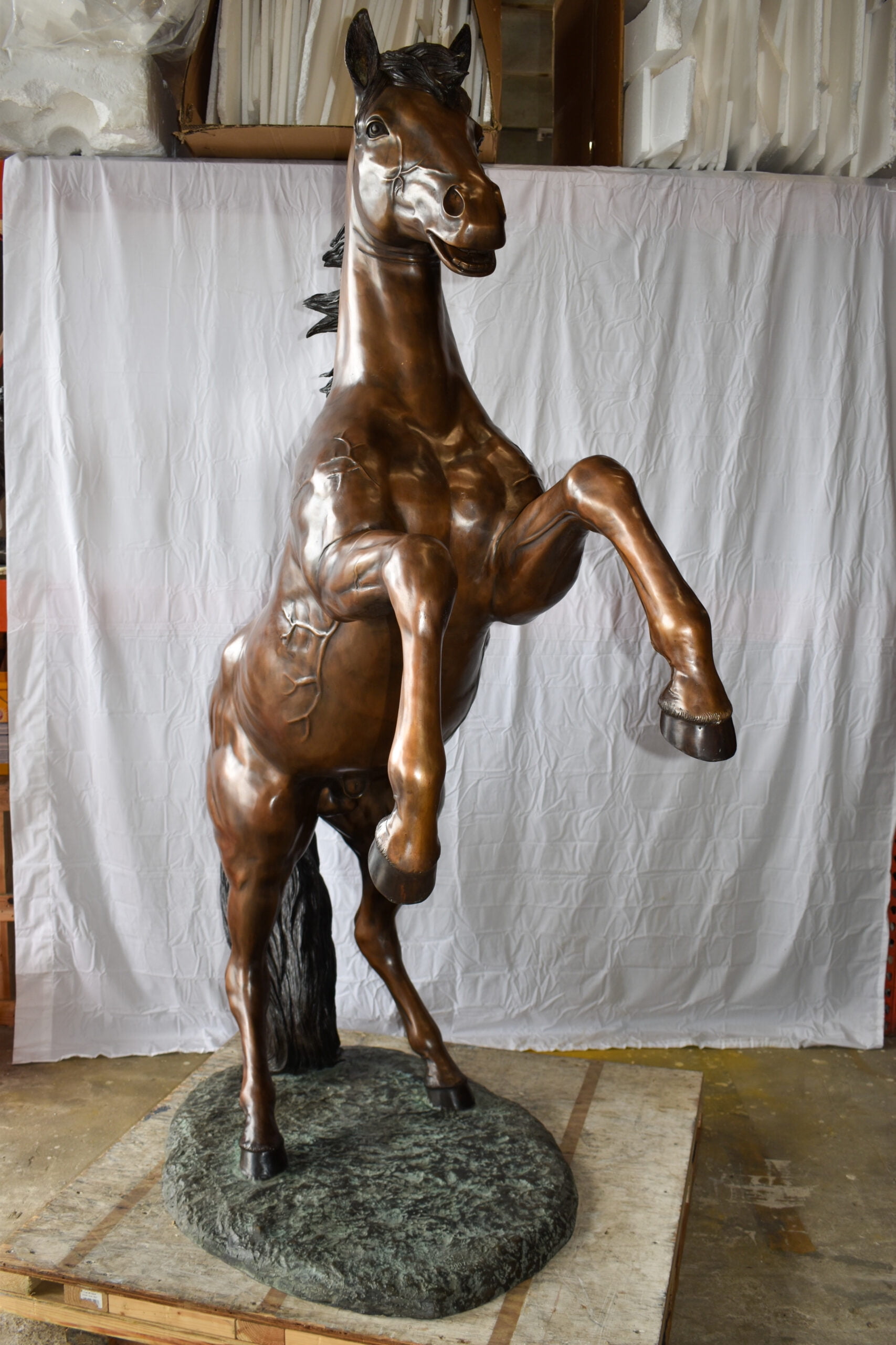 Nifao Graceful Life-Sized Horse on Hind Legs Bronze Statue – Garden Outdoor Decor Sculpture, 72"L x 34"W x 88"H