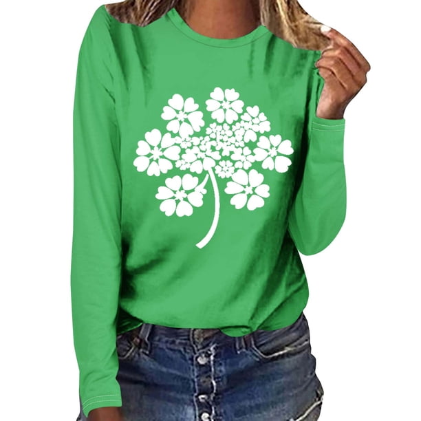 Camisetas de Manga Larga para Mujeres Impresas Cuello Redondo Suelto 95% Poliéster 5% Spandex, Top de Moda Casual para Primavera Verano Y Otoño