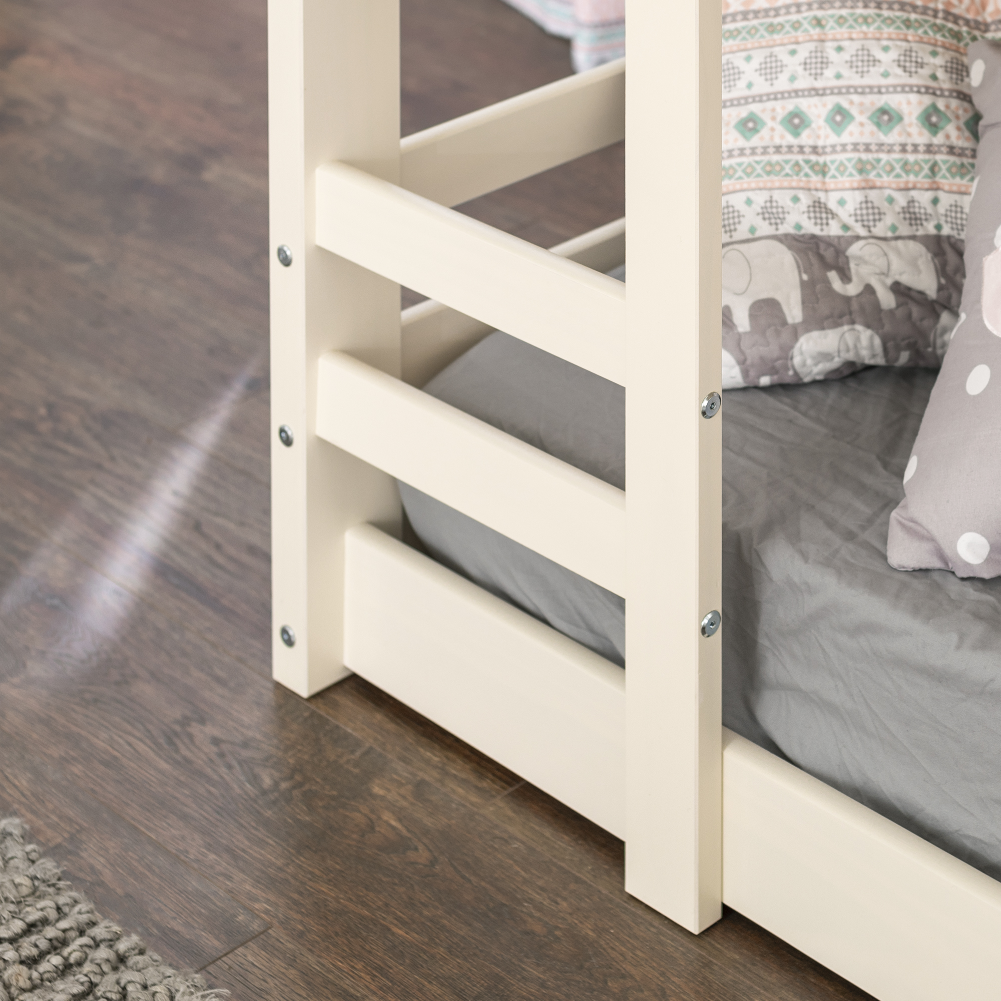 Walker Edison Twin over Twin Floor Bunk Bed, White - image 4 of 12