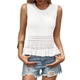 thumbnail image 3 of Suéter de punto con volantes Saodimallsu, camiseta corta de ganchillo, para mujer, 3 of 7