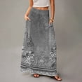 thumbnail image 4 of WTOBBY Women's Floral Print Flowy Maxi Skirt Bohemian Style Casual Summer Beach Long Skirt Elastic Waist Lightweight Tiered Pleated Skirt with Side Pockets,Dark Gray S, 4 of 5