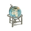 Alexander Kalifano GNT80AS-BB 3 in. Gemstone Globe with Antique Silver Nautical 3-Leg Stand - Bahama Blue