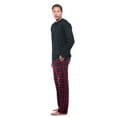 thumbnail image 2 of #followme Pajama Set for Men with Thermal Henley Top and Polar Fleece Pants 44909 (Black With Red Pant, 3X-Large), 2 of 3