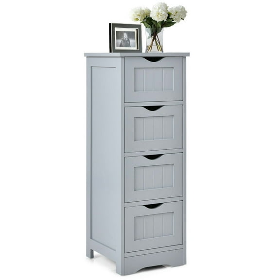 YYAo Bathroom Storage Cabinet, Toilet Storage Cabinet, Floor Wooden Free Standing Storage Side Organizer for Bathroom-Gray