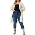 thumbnail image 2 of Agnes Orinda Women's Plus Size Mother's Day Cardigans Lace Lightweight Knit 3/4 Sleeves Cover Up Cardigans 4X White, 2 of 7