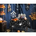 thumbnail image 2 of Halloween Tablecloth 60 x 120 inch Rectangular Black Spider Web Table Cloths, Spillproof Washable Polyester Tablecover - Perfect for Halloween Party Decorations, 2 of 6
