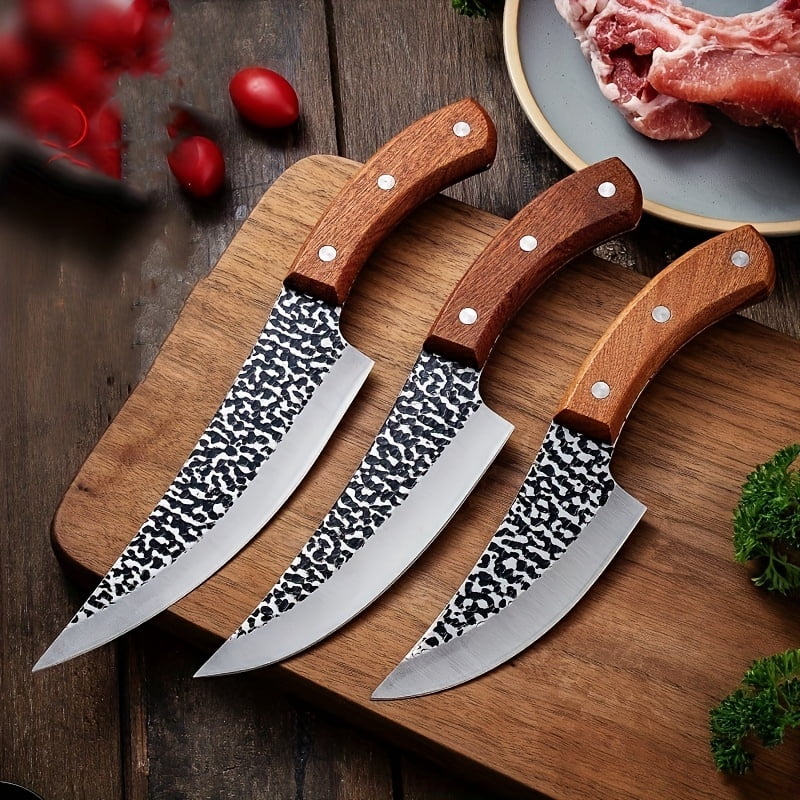 3PCS/Set Butcher Knife and Kitchen Knife Set, Professional Viking Knife Boning Knife for Meat Cutting Cooking BBQ