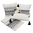 thumbnail image 3 of Ivory Boho Tribal Textured Tassels Throw Pillow (Case+Insert, Tassels Ivory Pillow 12"x20"), 3 of 3