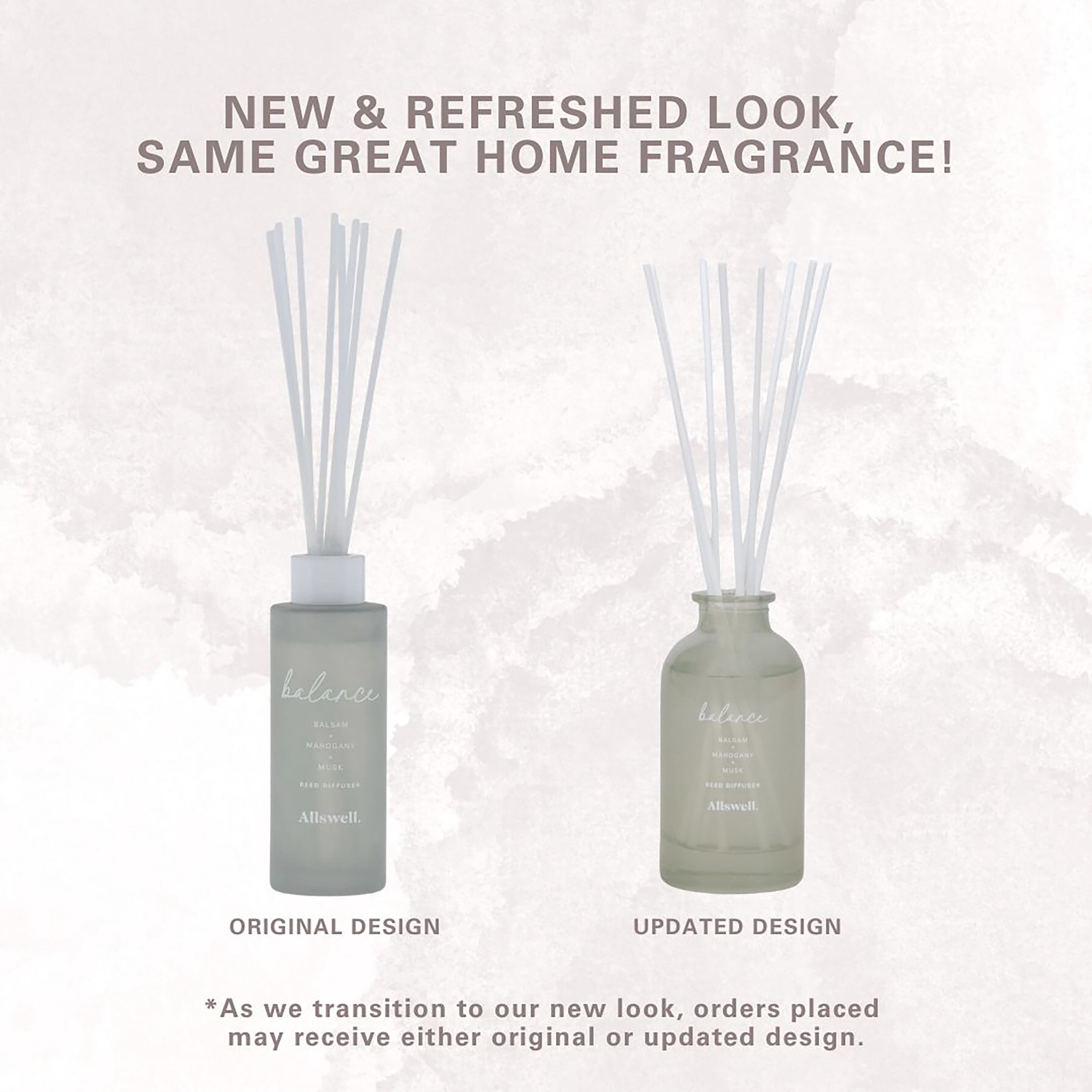 Allswell Balance (Balsam + Mahogany + Musk) Scented Reed Diffuser 3 fl oz (90mL) With 8 Synthetic Reeds.