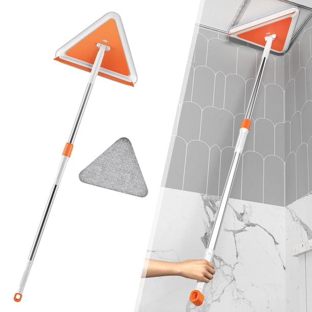 Lavadora de pared extensible giratoria de 360 grados, transpirable, multifunción, limpieza de ventanas, de polvo triangular para baño, 1 paño Soledad Trapeador de polvo triangular