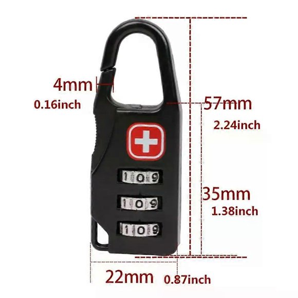 Serrure Portable en Alliage Mini Serrure Serrure à Numéro Serrure à Bagage Code à Combinaison Tiroir Antivol Armoire Cadenas Fermeture Éclair pour Bagage