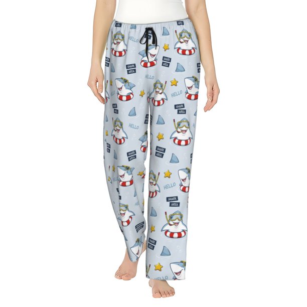 Balery Swimming Shark Pantalones de pijama para mujer, pijamas ultraligeros, pantalones de estar por casa-XX-Large