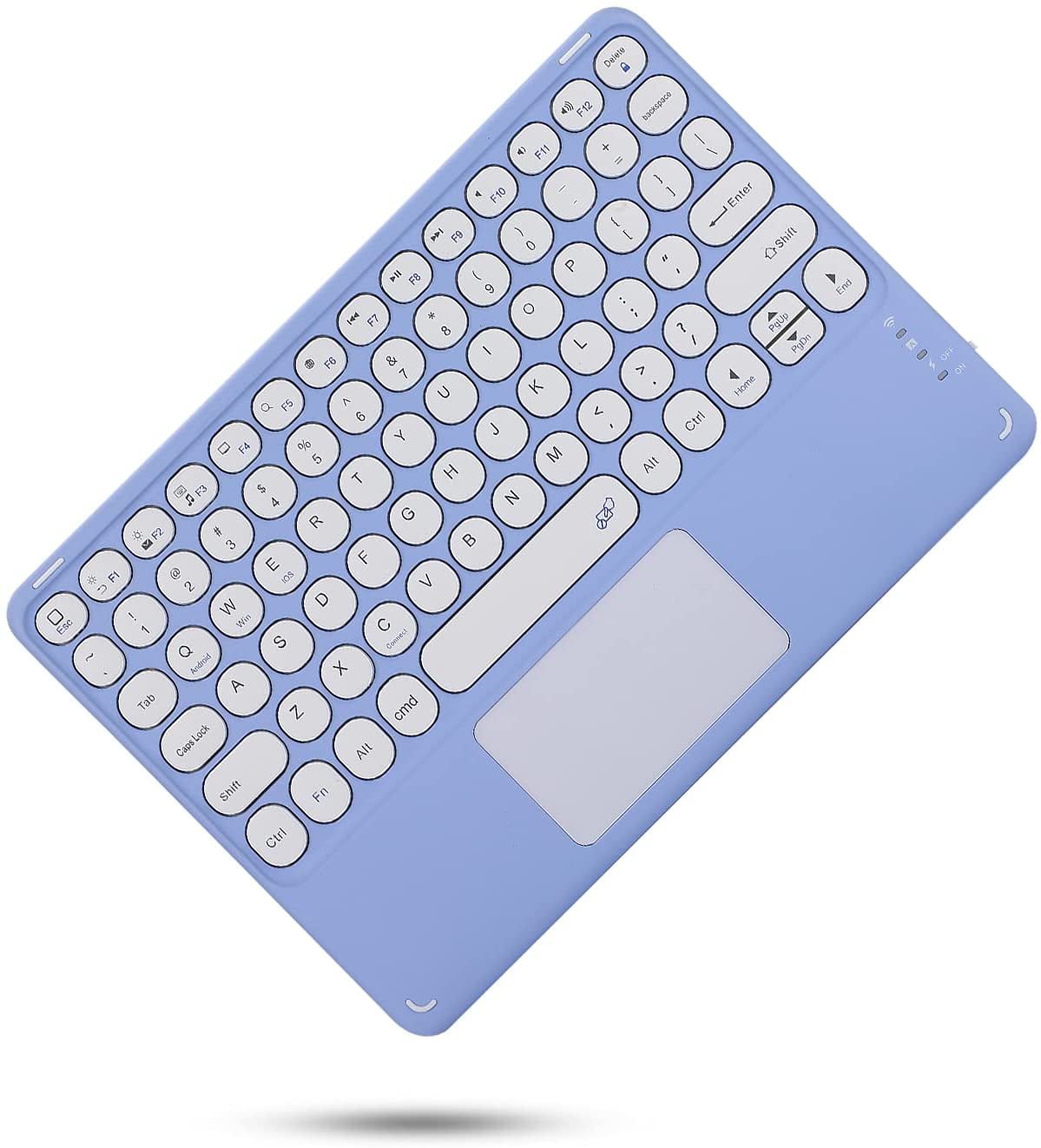 REQO iPad Mini 5th Generation Mini 4 Keyboard Case Touchpad Detachable Keyboard with Pencil Holder Round Key Color Slim Smart Cover for Mini 5th Gen, Purple