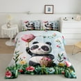 thumbnail image 2 of Castle Fairy Floral Panda 3pcs King Size Comforter Sets,Cartoon Animal Bedding Comforter Set,Love Heart Print Super Cozy Bedding Set,Ultra Soft Wildlife Home Decor,Reversible, 2 of 8