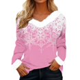 thumbnail image 1 of T-Shirt à Manches Longues pour Femmes en Liquidation T-Shirt en Polyester pour Femmes T-Shirt de Noël pour Femmes avec Imprimé Flocon de Neige Col en Peluche Poignets en Peluche T-Shirt à Manches Longues, 1 of 4