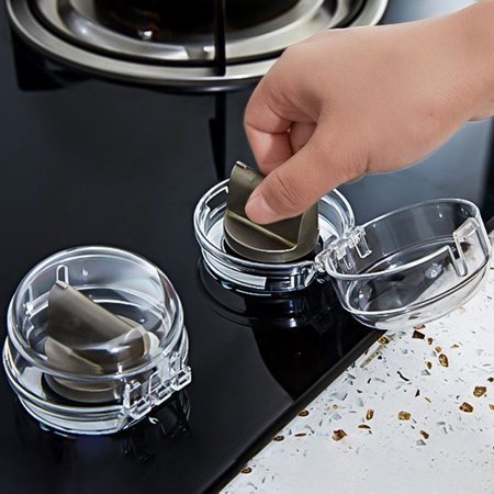 GROFRY 1 Pair Stove Safety Covers Transparent Heat-resistant PC Kitchen Safety Guard Gas Knob Covers Household Supplies