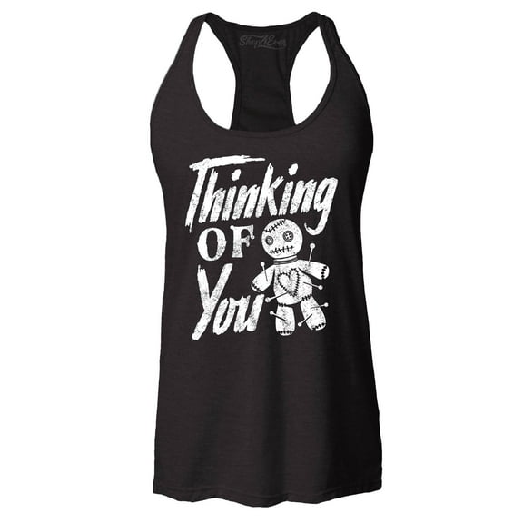 Shop4Ever Women's Thinking of You Voodoo Doll Halloween Racerback Tank Top X-Small Black