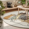 thumbnail image 3 of Round Area Rugs 7Ft, Beige Cute Cat Non-Slip Washable Circle Rugs Carpet, Cartoon Funny Heater Cats Indoor Outdoor Rug Floor Mats Throw Runner for Bedroom Living Room Bathroom, 3 of 8