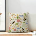 thumbnail image 5 of Bee Pillow Covers 18x18 Set of 2, Summer Outdoor Bee Flower Decorative Throw Pillows Linen Bee Kind Pattern Cushion Pillow Covers for Sofa Couch Outdoor Decor, 5 of 6
