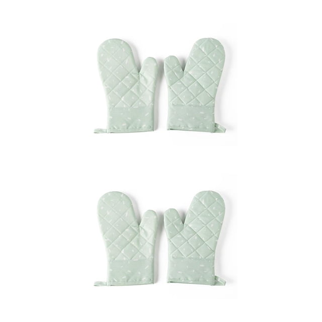 QualitChoice 1 Paire de Gants de Four en Polyester Mitaines Résistantes à la Chaleur pour Cuisine Micro-Ondes Vert 2Ensemble