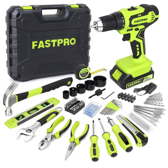 Juego de herramientas, destornillador inalámbrico de iones de litio FASTPRO de 20 V, 177 piezas