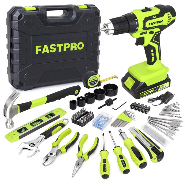 Juego de herramientas, destornillador inalámbrico de iones de litio FASTPRO de 20 V, 177 piezas
