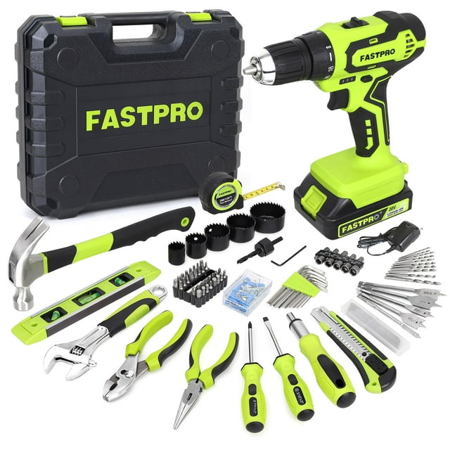 Juego de herramientas, destornillador inalámbrico de iones de litio FASTPRO de 20 V, 177 piezas